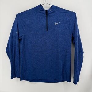 Nike Running Pullover Mens L Blue Heathered Polyester Spandex Dri-FIT 1/4 Zip